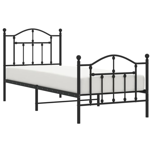 vidaXL Cadre de lit métal sans matelas avec pied de lit noir 90x200 cm