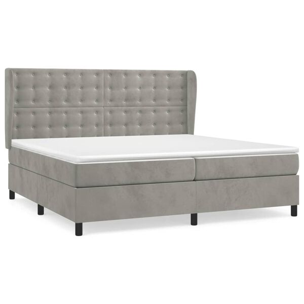 vidaXL Sommier &agrave; lattes de lit et matelas Gris clair 200x200cm Velours