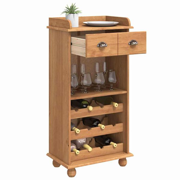 vidaXL Cabinet à vin ASKIM Marron 57 x 37 x 114 cm Bois massif en pin