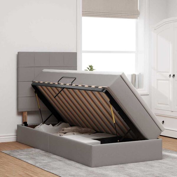 vidaXL Lit avec rangement et LED avec LED Taupe 90 x 200 cm Polyester