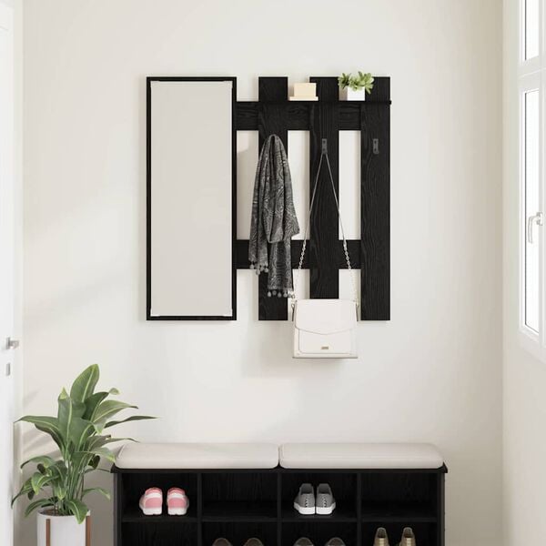vidaXL Porte-manteau mural Montage mural Ch&ecirc;ne noir 100 x 10 x 100 cm