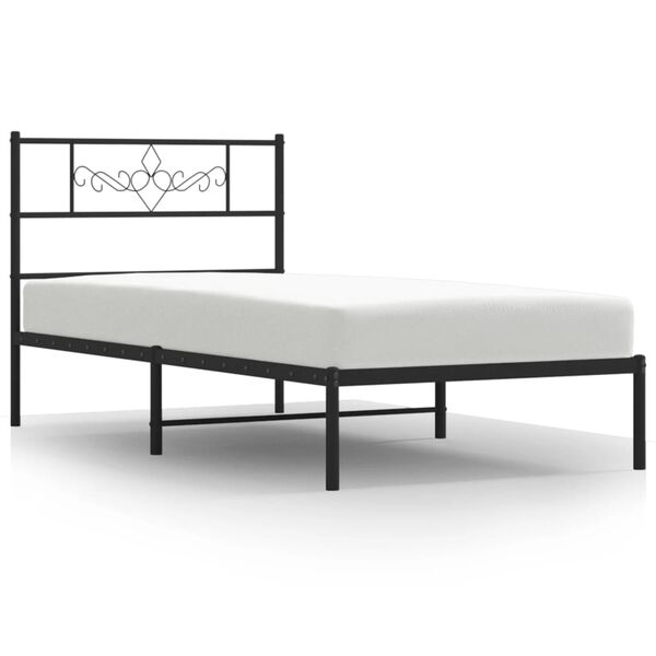 vidaXL Cadre de lit métal sans matelas avec tête de lit noir 107x203cm