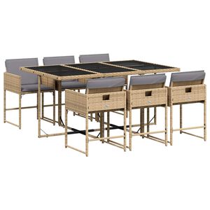 vidaXL Ensemble &agrave; manger de jardin coussins 7 pcs m&eacute;lange beige rotin