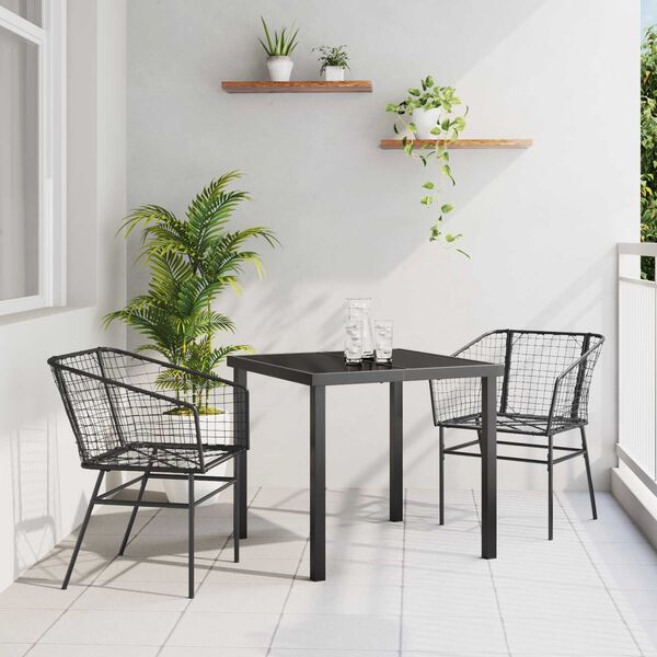 vidaXL Ensemble de salle à manger pour jardin 5 pcs Noir polyrotin