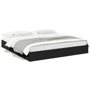 vidaXL Cadre de lit avec tiroirs sans matelas noir 200x200 cm
