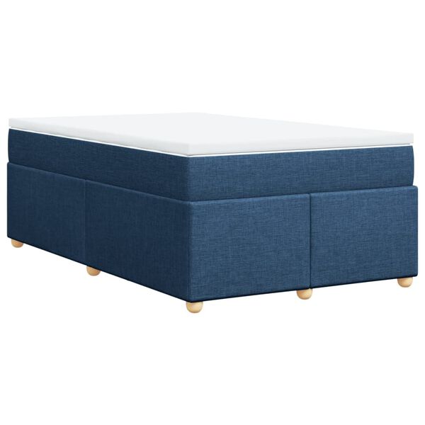 vidaXL Sommier &agrave; lattes de lit avec matelas bleu 120x190 cm tissu