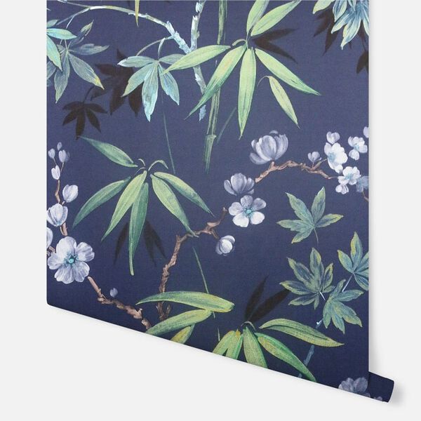 DUTCH WALLCOVERINGS Papier peint Jasmine Garden Bleu