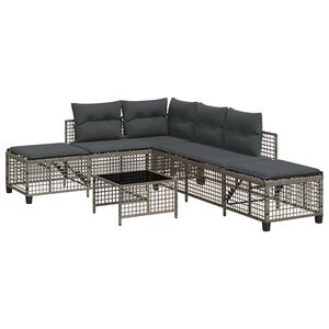 vidaXL Salon de jardin d'angle avec coussins 3 pcs gris r&eacute;sine tress&eacute;e