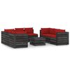 vidaXL Salon de jardin 9 pcs avec coussins Bois impr&eacute;gn&eacute; de gris