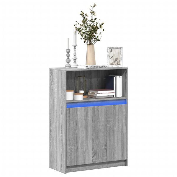 vidaXL Buffet avec LED sonoma gris 72x34x100 cm bois d'ing&eacute;nierie
