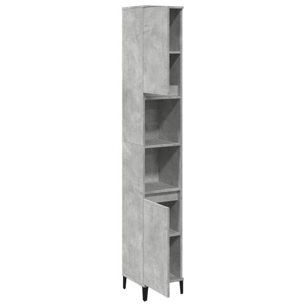 vidaXL Armoire de salle de bain gris b&eacute;ton 30x30x190 cm