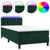 vidaXL Sommier &agrave; lattes de lit avec matelas et LED Vert fonc&eacute; 90x200cm