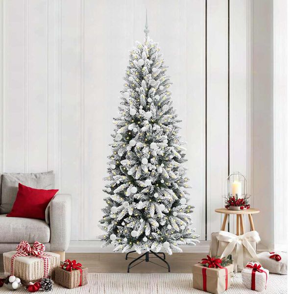 vidaXL Sapin de No&euml;l artificiel avec 300 LED avec support Blanc 210 cm