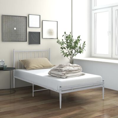 vidaXL Cadre de lit sans matelas blanc métal 100x200 cm