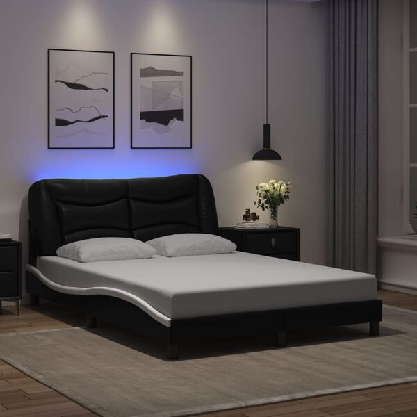 vidaXL Cadre de lit avec LED sans matelas Hvar noir et blanc 120x200 cm