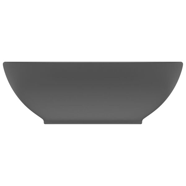 vidaXL Lavabo ovale de luxe Gris fonc&eacute; mat 40x33 cm C&eacute;ramique
