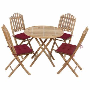 vidaXL Ensemble &agrave; manger d'ext&eacute;rieur pliable 5pcs avec coussins Bambou