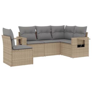vidaXL Salon de jardin avec coussins 5 pcs beige r&eacute;sine tress&eacute;e