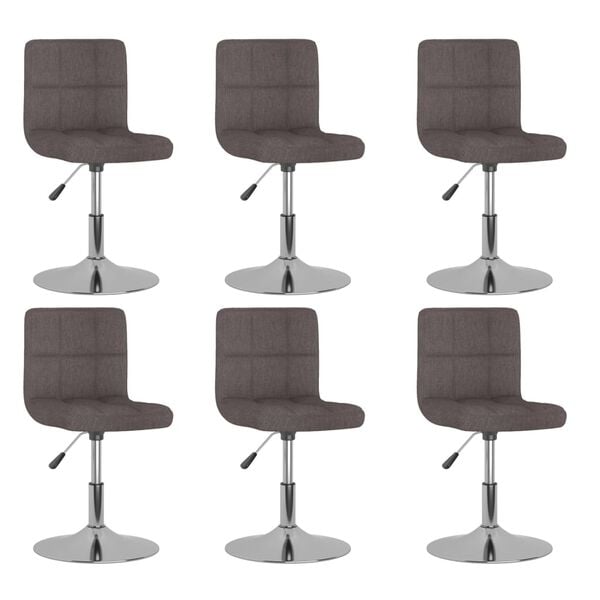 vidaXL Chaises pivotantes &agrave; manger lot de 6 taupe tissu