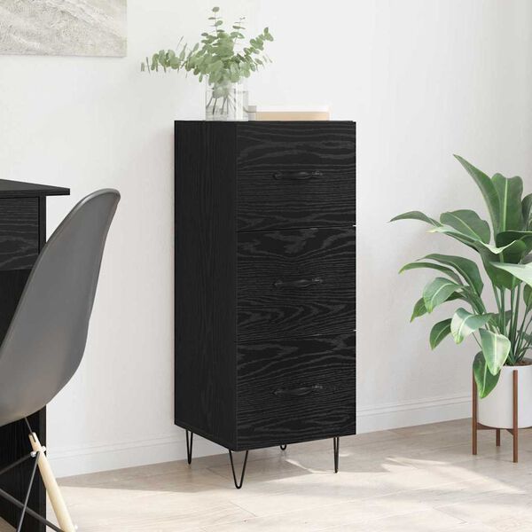 vidaXL Buffet Ch&ecirc;ne noir 34 x 34,5 x 90 cm Bois d'ing&eacute;nierie