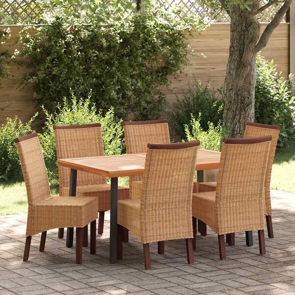 vidaXL Chaises à manger lot de 6 marron rotin naturel