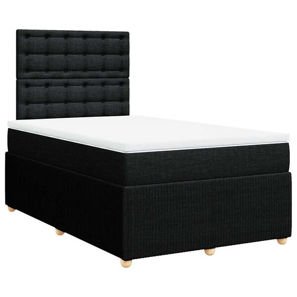 vidaXL Sommier &agrave; lattes de lit avec matelas noir 120x190 cm tissu