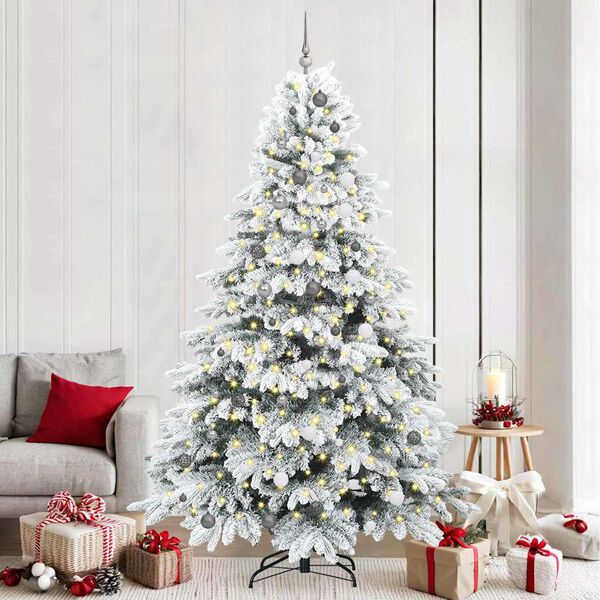 vidaXL Sapin de No&euml;l artificiel avec 300 LED Blanc 240 cm PE et PVC