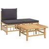 vidaXL Salon de jardin 3 pcs avec coussins gris fonc&eacute; bambou