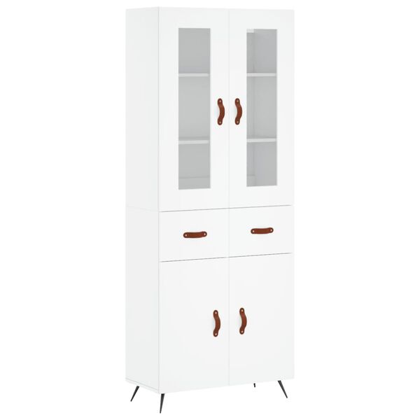 vidaXL Buffet haut Blanc 69,5x34x180 cm Bois d'ing&eacute;nierie