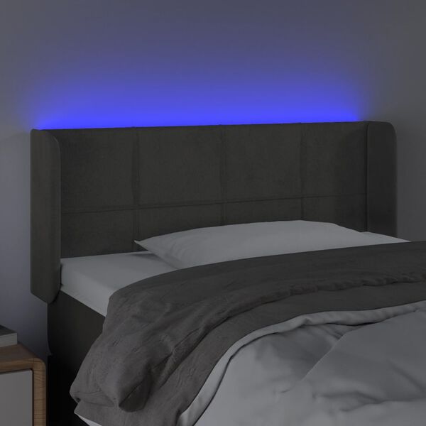 vidaXL T&ecirc;te de lit &agrave; LED Gris fonc&eacute; 93x16x78/88 cm Velours