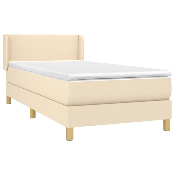 vidaXL Sommier &agrave; lattes de lit avec matelas Cr&egrave;me 80x200 cm Tissu