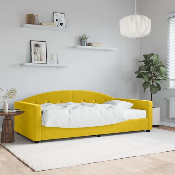 vidaXL Lit de jour avec matelas jaune 100x200 cm velours