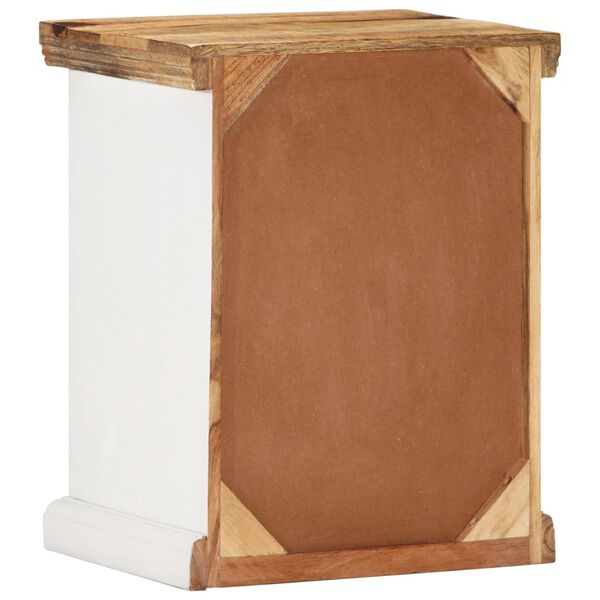 vidaXL Table de chevet Blanc et marron 40x30x50cm Manguier solide brut