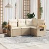 vidaXL Salon de jardin avec coussins 4 pcs beige r&eacute;sine tress&eacute;e