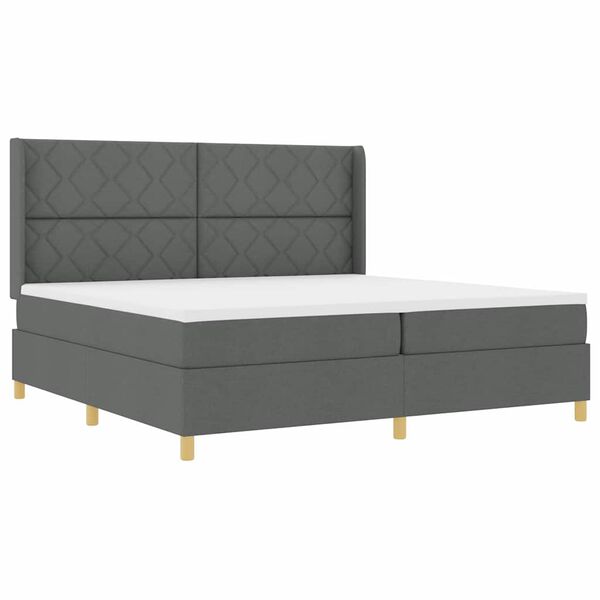 vidaXL Lit &agrave; ressorts avec matelas Gris fonc&eacute; 200 x 200 cm tissu