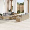 vidaXL Ensemble de canap&eacute; de jardin 11 pcs Beige Poly rotin
