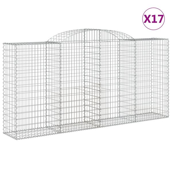 vidaXL Paniers &agrave; gabions arqu&eacute;s 17 pcs 300x50x140/160 cm fer galvanis&eacute;