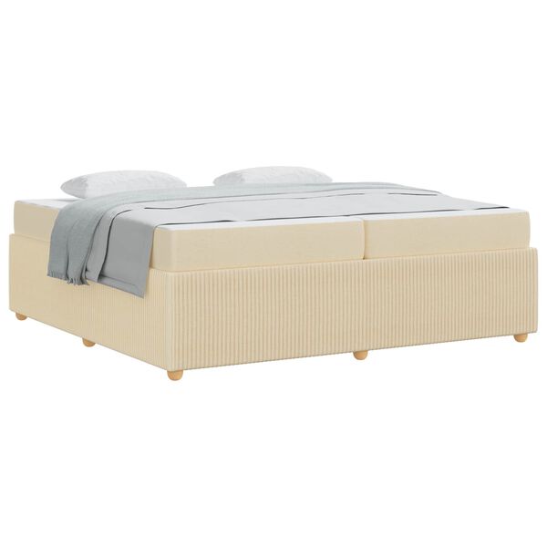 vidaXL Cadre de lit avec matelas Cr&egrave;me 200 x 200 cm tissu
