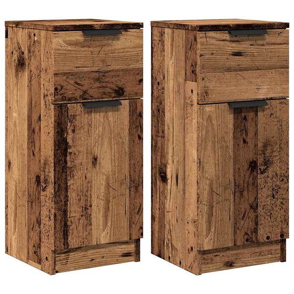 vidaXL Buffets 2 pcs vieux bois 30x30x70 cm bois d'ing&eacute;nierie