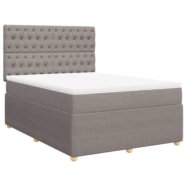 vidaXL Sommier &agrave; lattes de lit avec matelas Taupe 140x200 cm Tissu