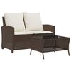 vidaXL Canap&eacute; de jardin 2 places coussins table marron r&eacute;sine tress&eacute;e