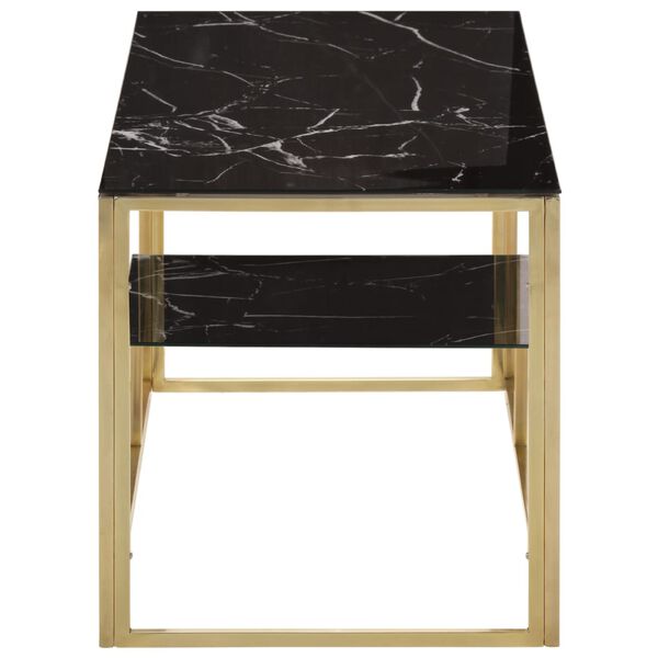 vidaXL Table basse dor&eacute; acier inoxydable et verre tremp&eacute;