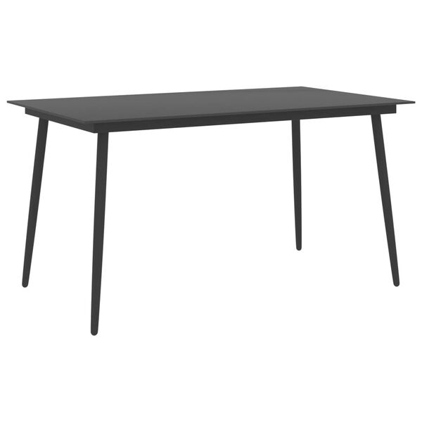 vidaXL Table &agrave; d&icirc;ner de jardin Noir 150x90x74 cm Acier et verre
