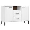 vidaXL Buffet avec pieds en m&eacute;tal Blanc 113x40x77 cm Bois massif OSLO