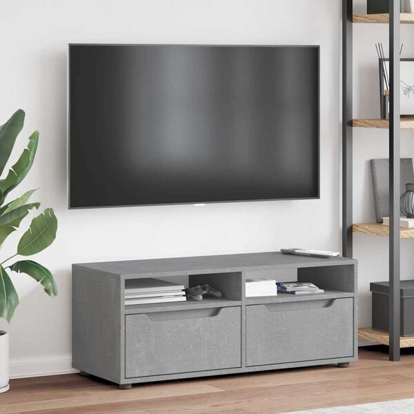 vidaXL Meuble TV VISNES gris béton 100x40x38 cm bois d'ingénierie
