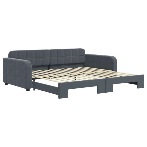 vidaXL Lit de jour avec gigogne sans matelas gris fonc&eacute; 100x200 cm