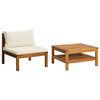 vidaXL Ensemble de canap&eacute;s 2 pcs et coussins blanc cr&egrave;me Acacia solide