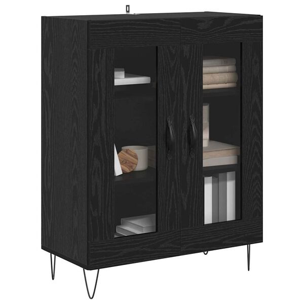 vidaXL Buffet Ch&ecirc;ne noir 69,5 x 34 x 90 cm Bois d'ing&eacute;nierie