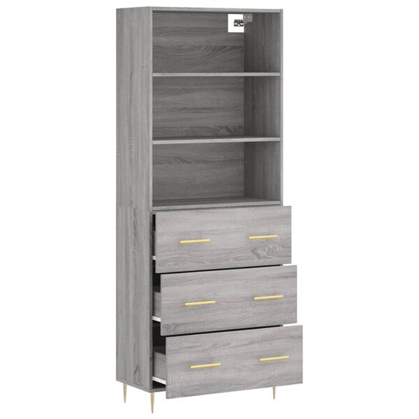 vidaXL Buffet haut Sonoma gris 69,5x34x180 cm Bois d'ingénierie