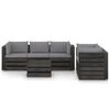 vidaXL Salon de jardin 6 pcs avec coussins Bois impr&eacute;gn&eacute; de gris